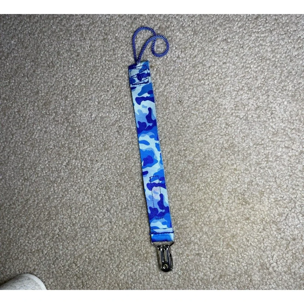 Parent's Choice Blue Camo Pacifier Clip Universal Binky Holder 0m+